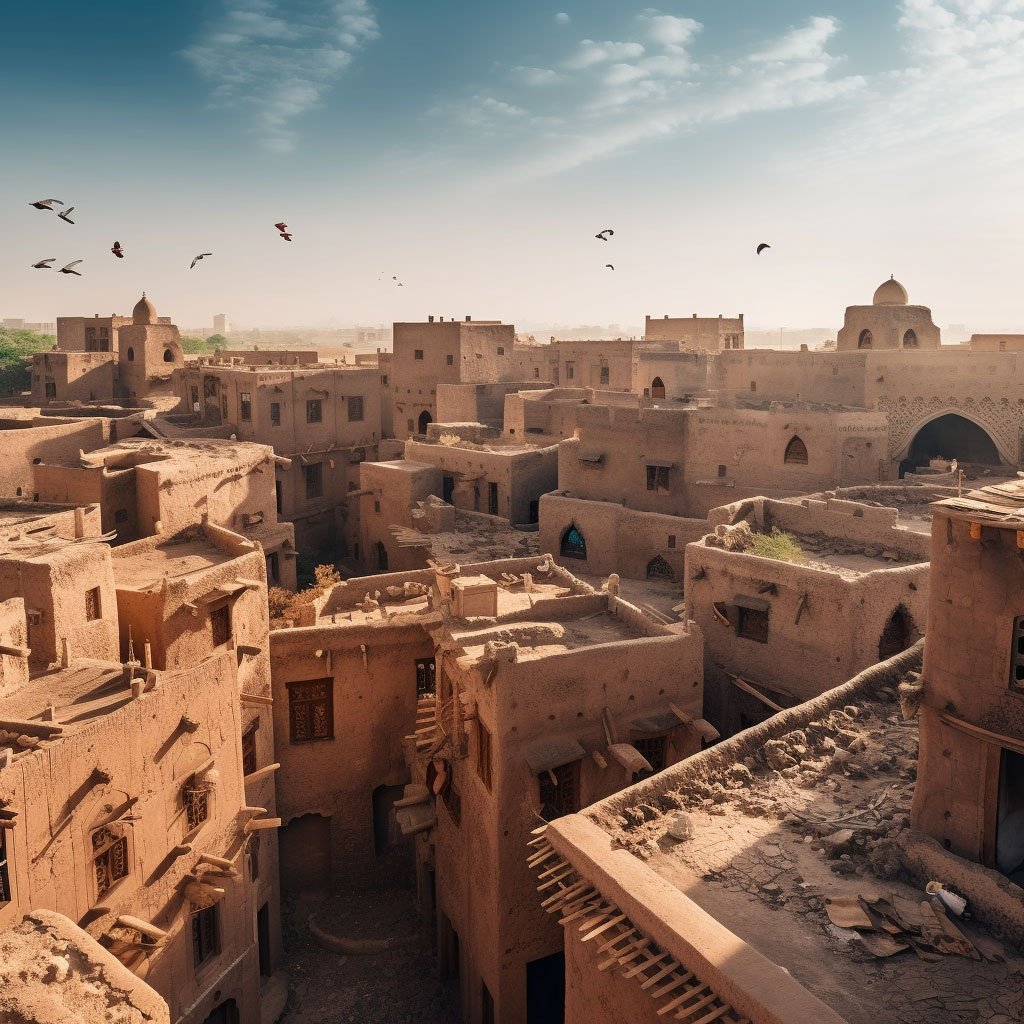 panoramic view ancient saudi town