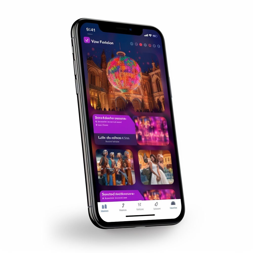 A mobile app interface showing personalized travel recommendations and real-time updates on cultural events and festivals happening in the area.