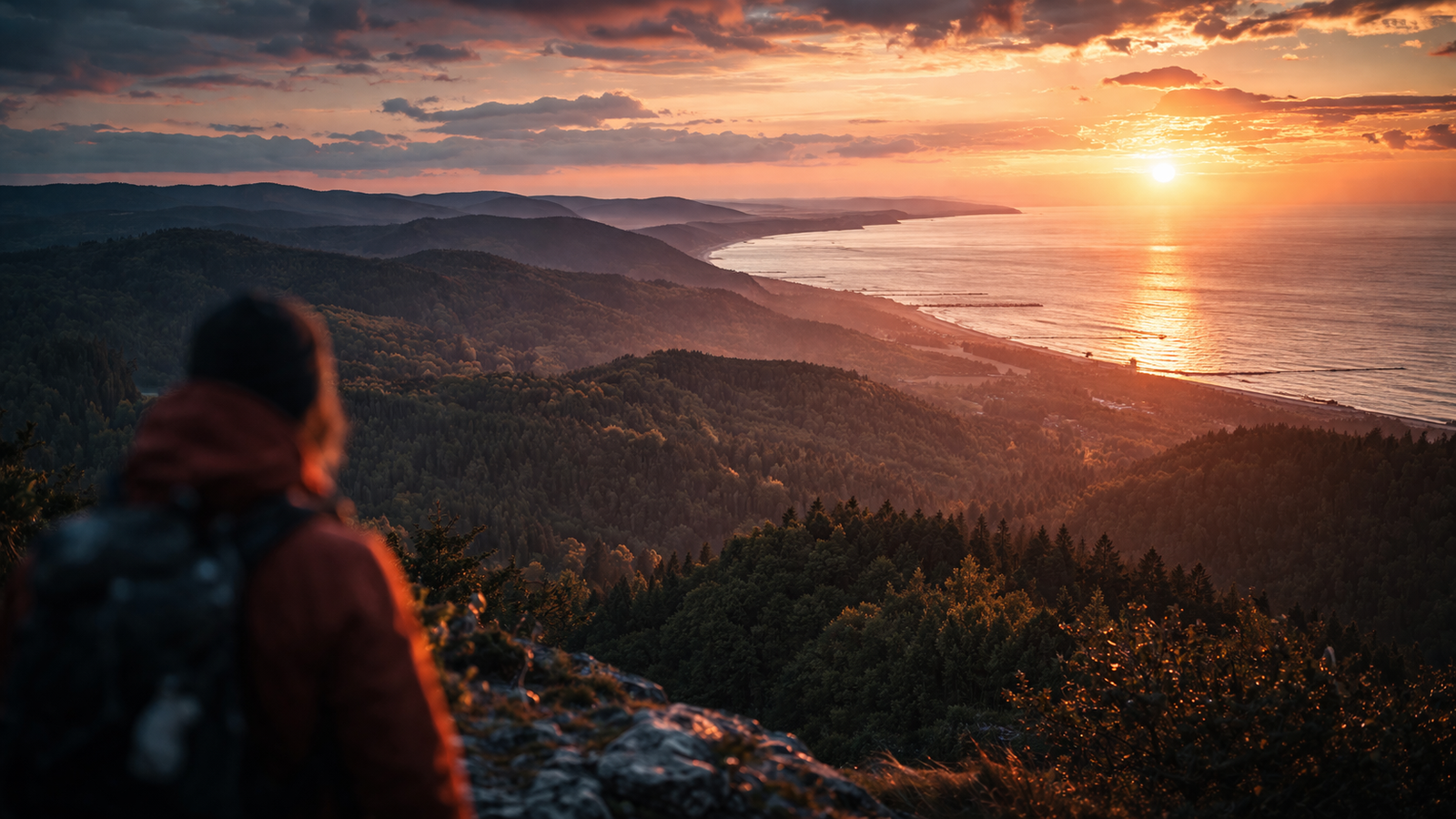  Poland adventure travel guide: Wide sunset landscape showing the range of Poland’s adventurous side.