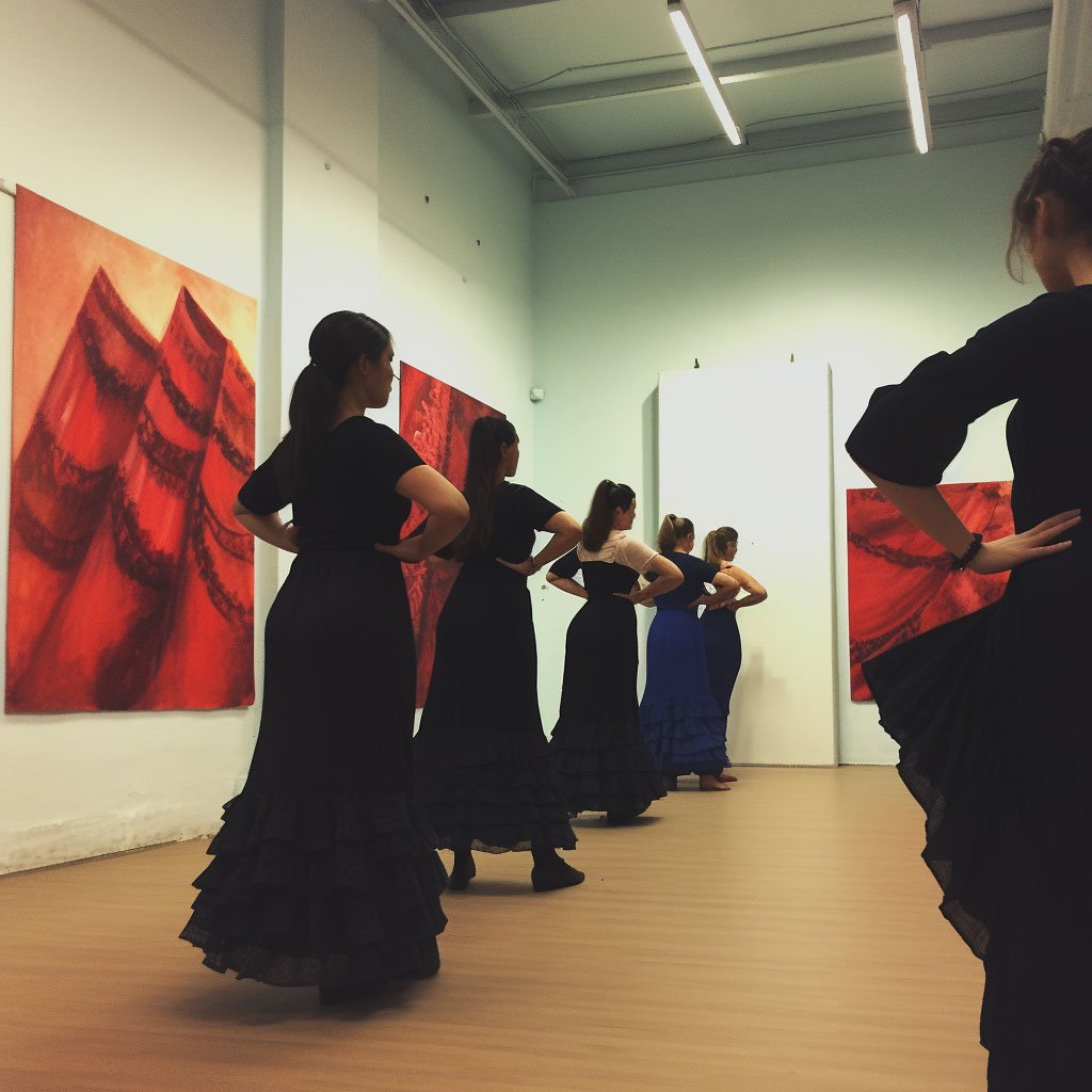 A Flamenco dance class in progress.