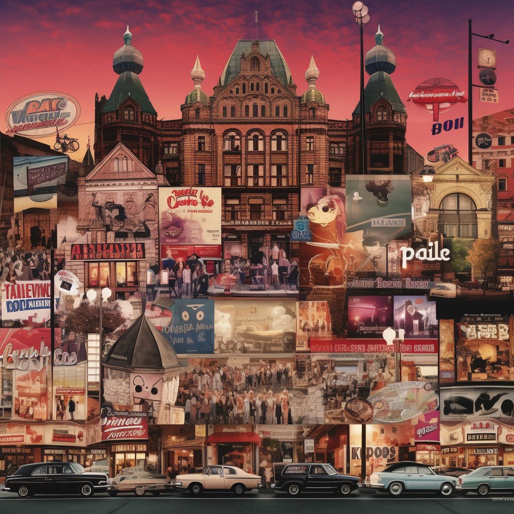 A collage of Germany's famous music venues and festivals.