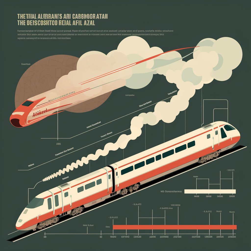 A graphic showing the reduced carbon emissions of high-speed rail travel compared to air travel.