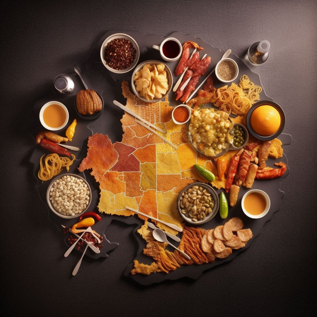 A map of Spain highlighting the different culinary regions.