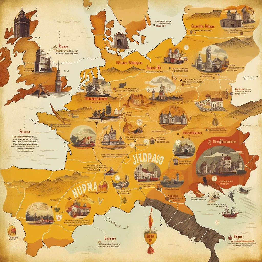 A map of Spain highlighting the mentioned areas for outdoor activities.