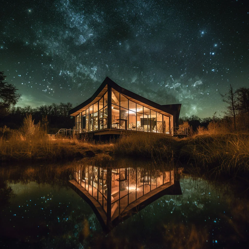 A nighttime scene at Rhön Biosphere Reserve, featuring a sky full of stars.