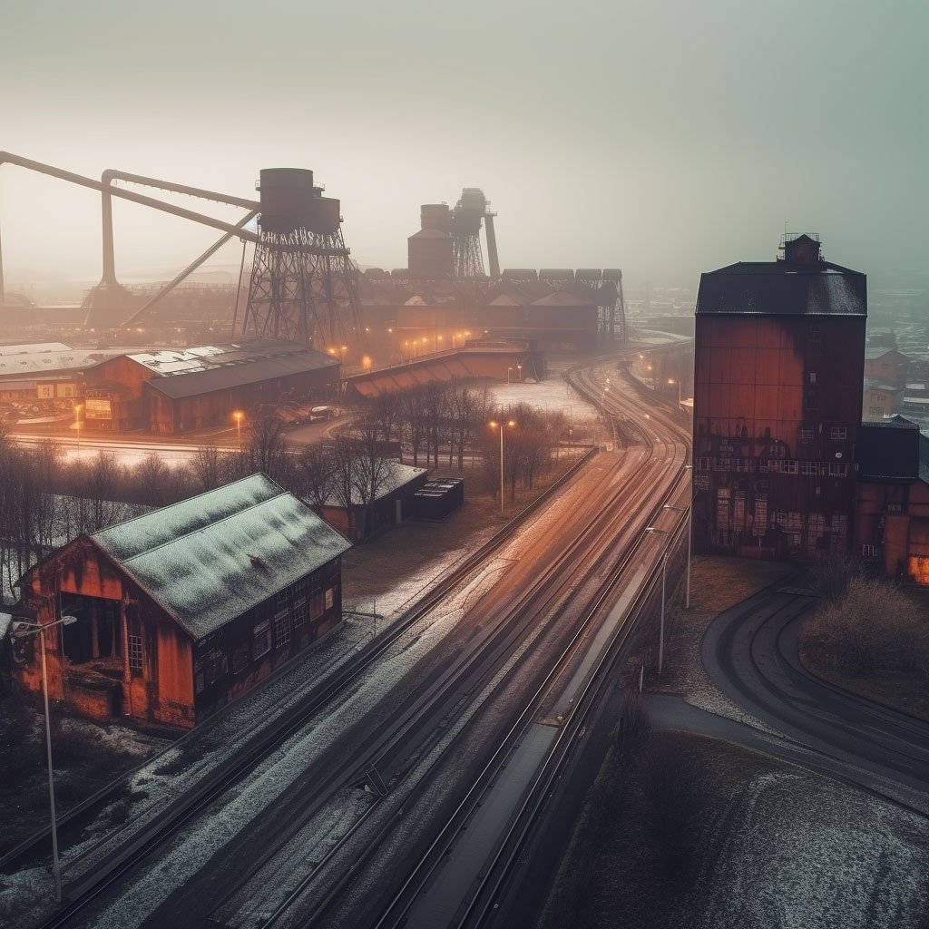 A panoramic view of Zollverein Coal Mine Industrial Complex, a stop on the Industrial Heritage Trail.