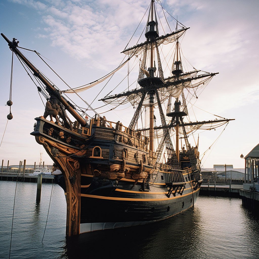 A photo of the "Amsterdam", the VOC ship replica at the National Maritime Museum.