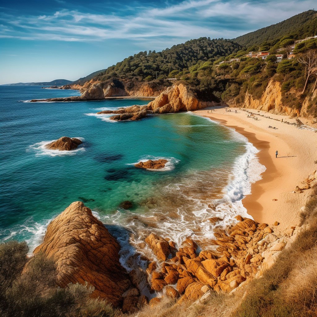 A scenic view of a beach in Costa Brava.