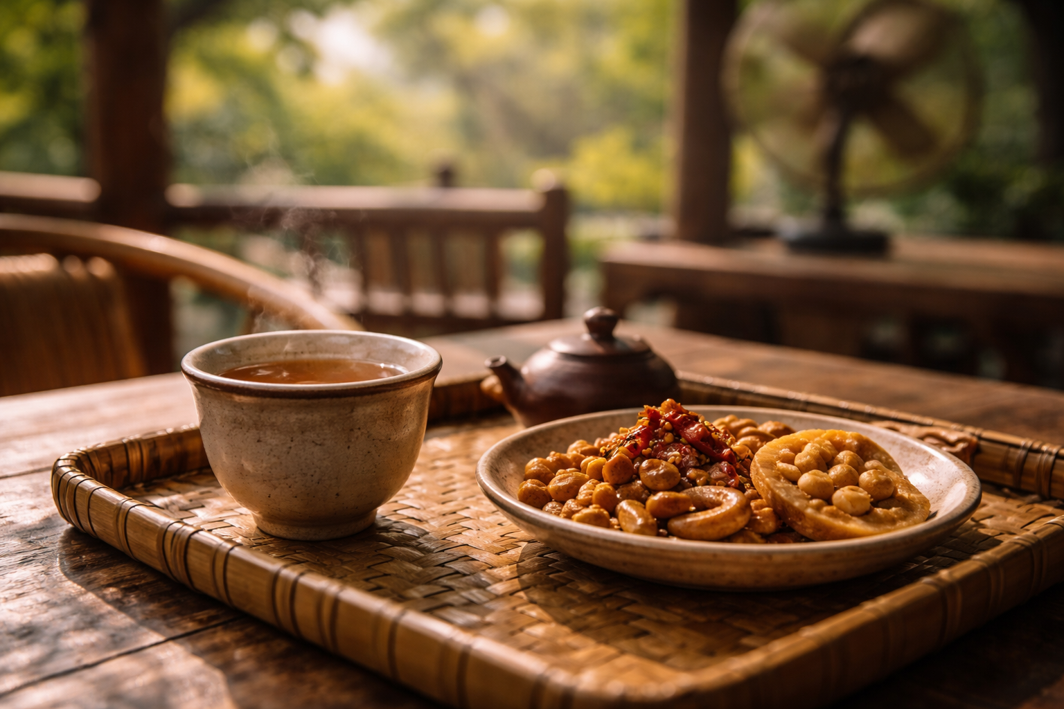 Tea house reset in Chengdu after a panda morning.