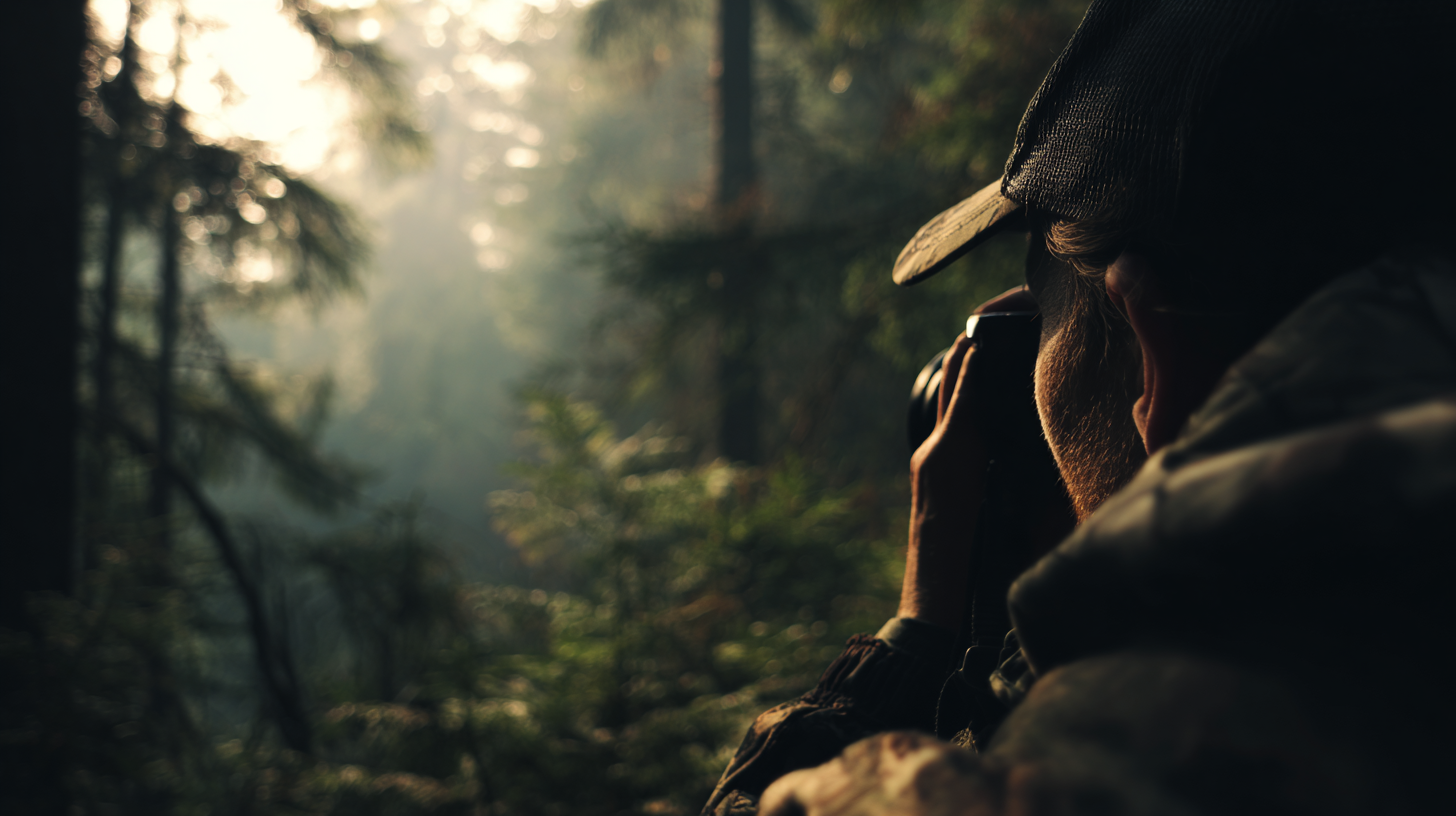 Silhouette of a traveler observing wildlife respectfully.