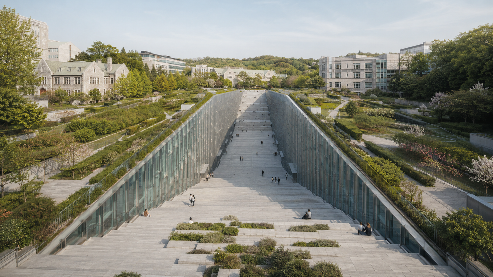 Ewha Campus Complex integrated into the landscape in Seoul