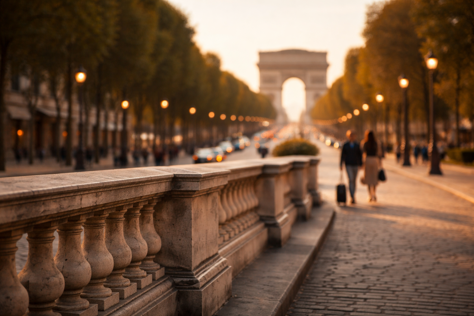 A long Parisian approach line makes a distant monument feel larger than life.