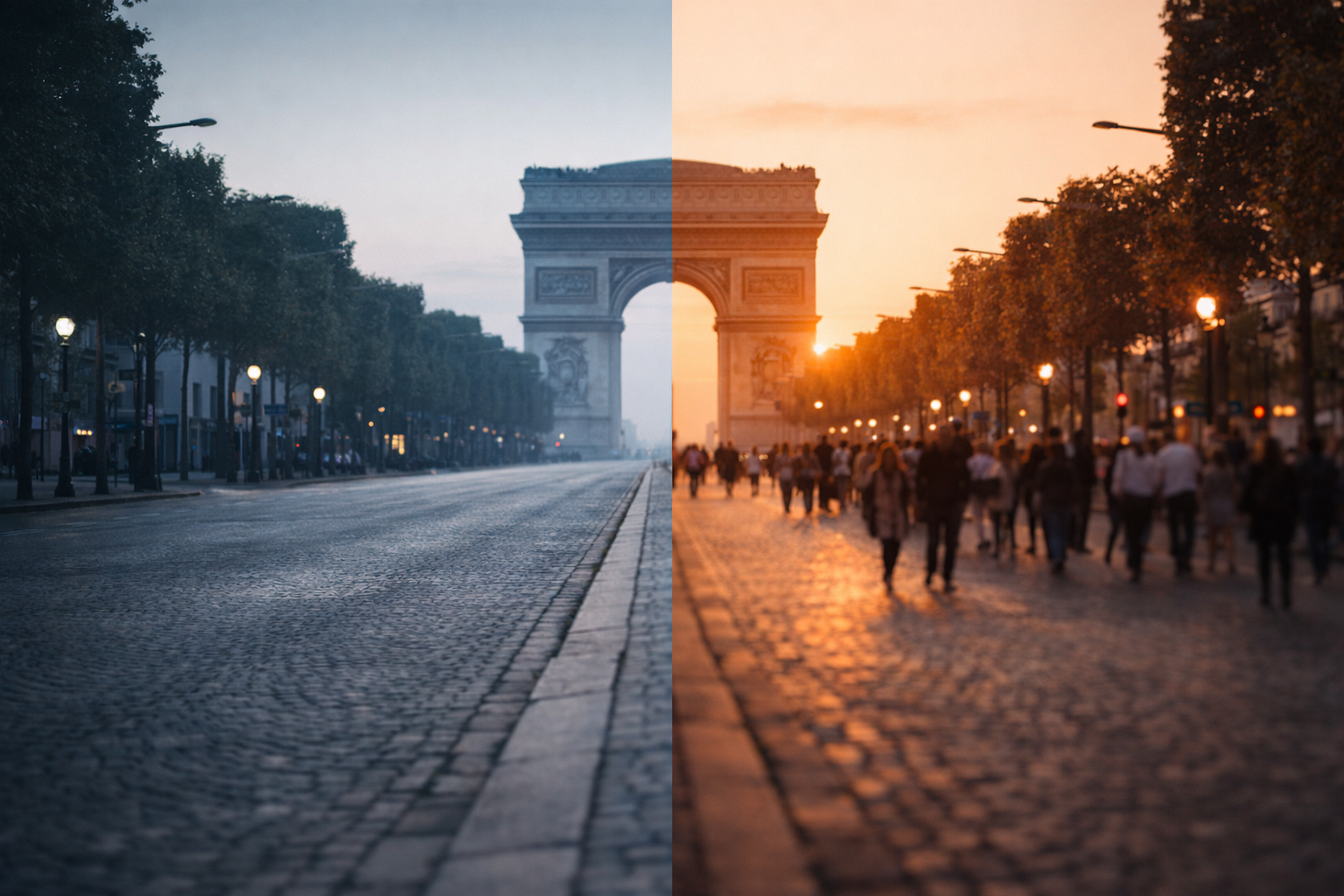 Light shifts suggest how morning and late-day change the feel of landmark visits.