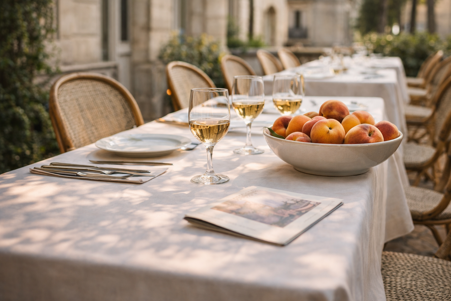 A slow terrace lunch suggests the breathing room needed between major landmarks.
