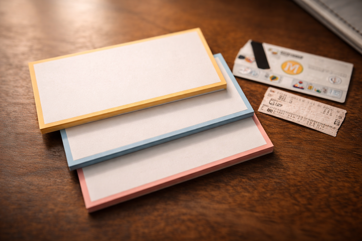 Three color-edged cards representing different itinerary lengths.