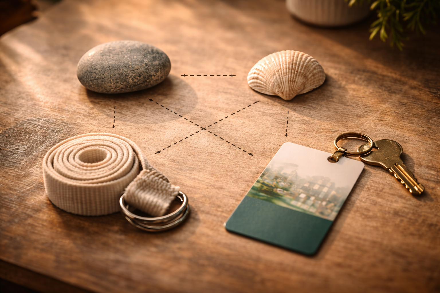 Four objects symbolizing different wellness styles in France.