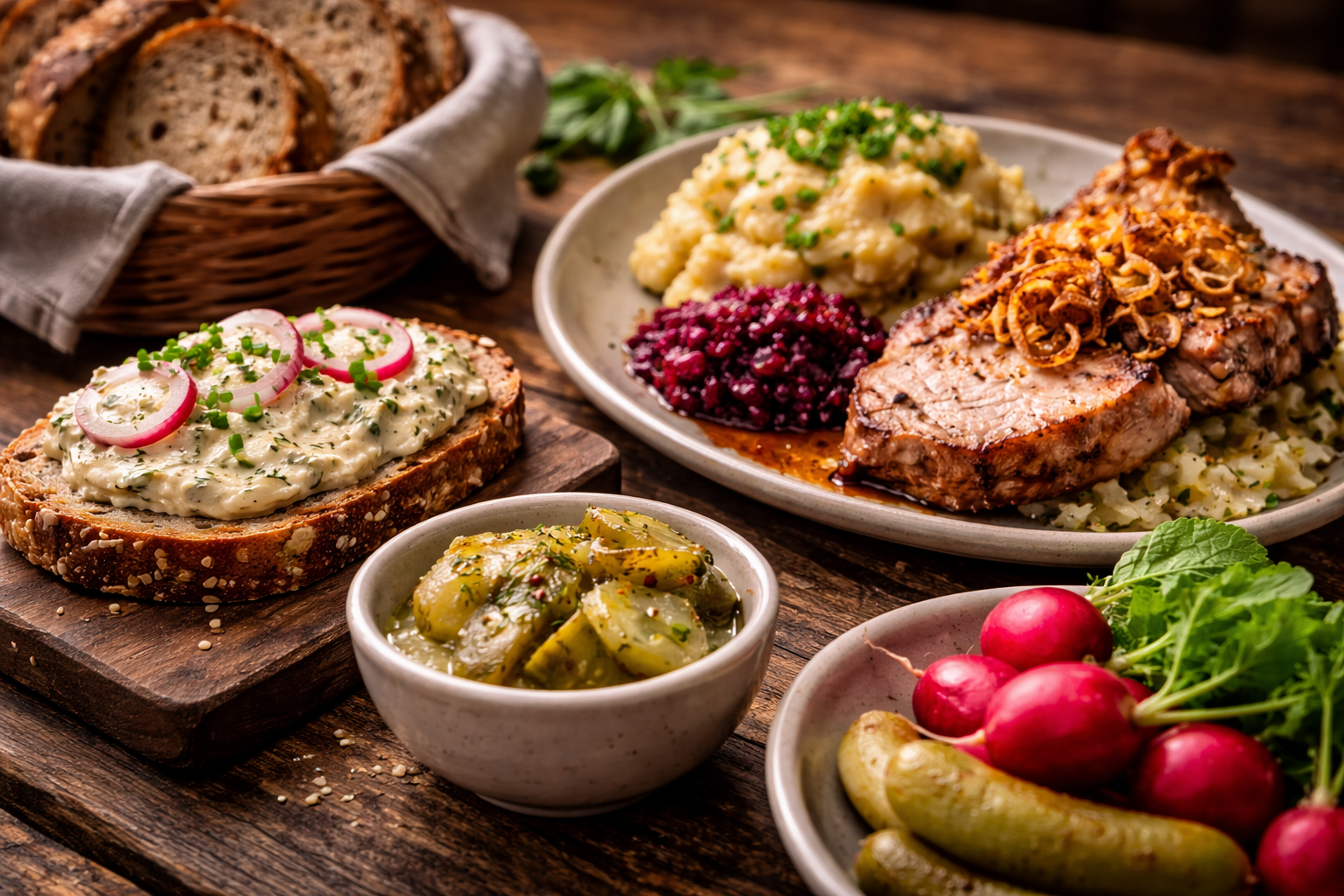 Local ingredients and regional clues on a German plate.