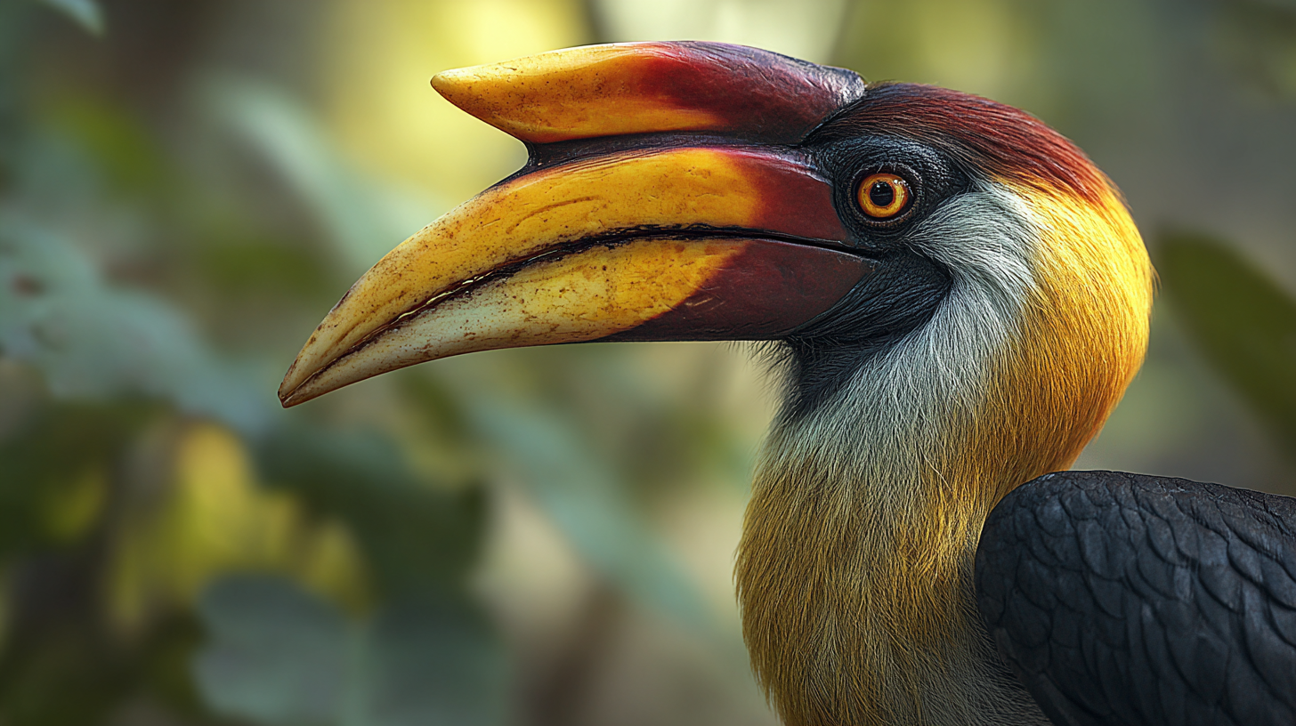 Close-up of a hornbill beak and casque.