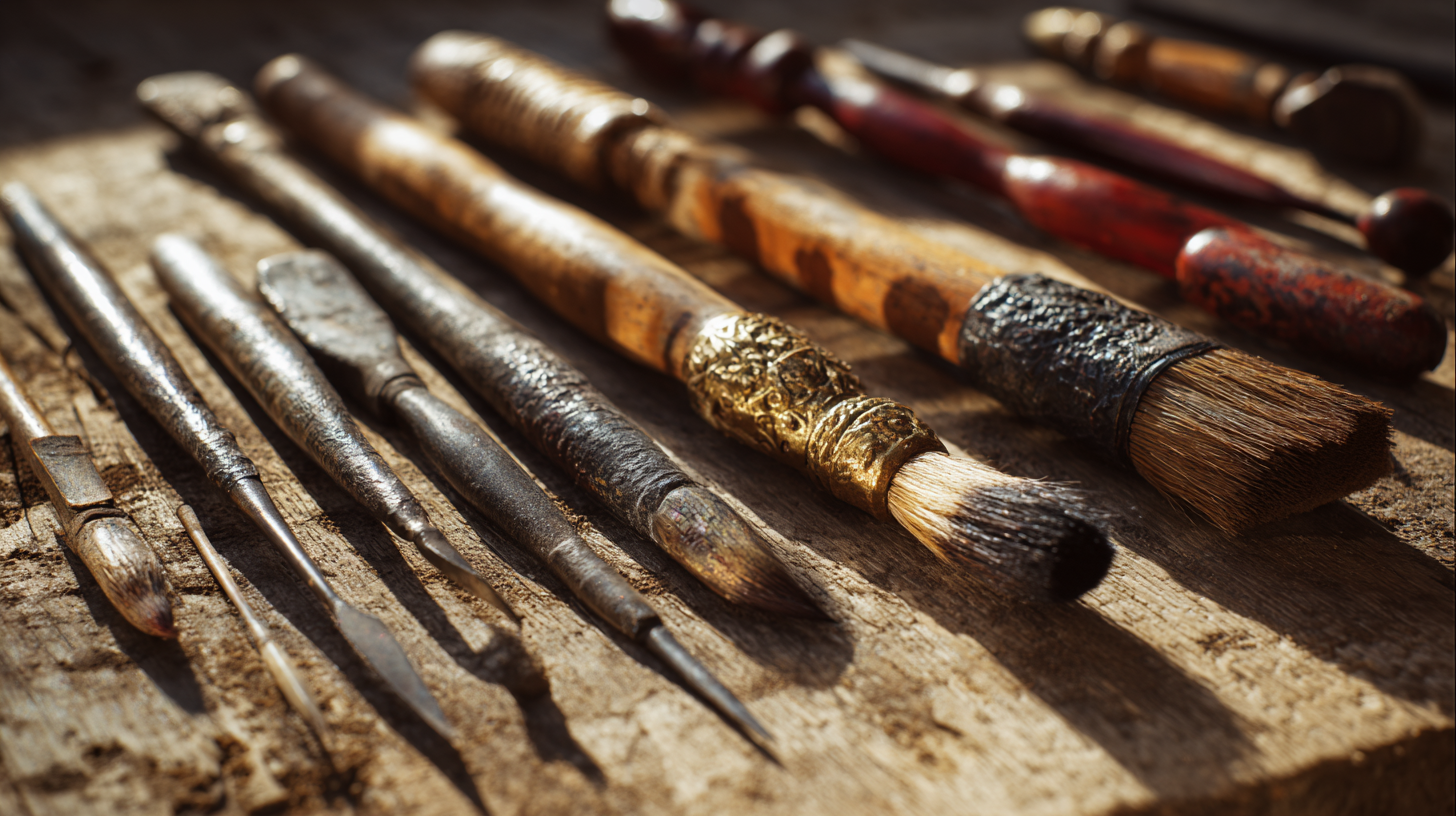 Close-up of traditional Italian artisan tools.