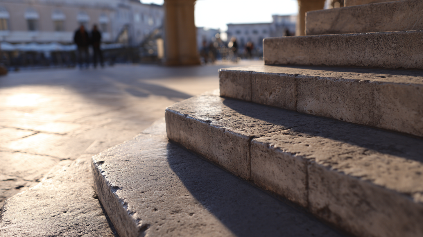 Italian stone steps leading into an open piazza.