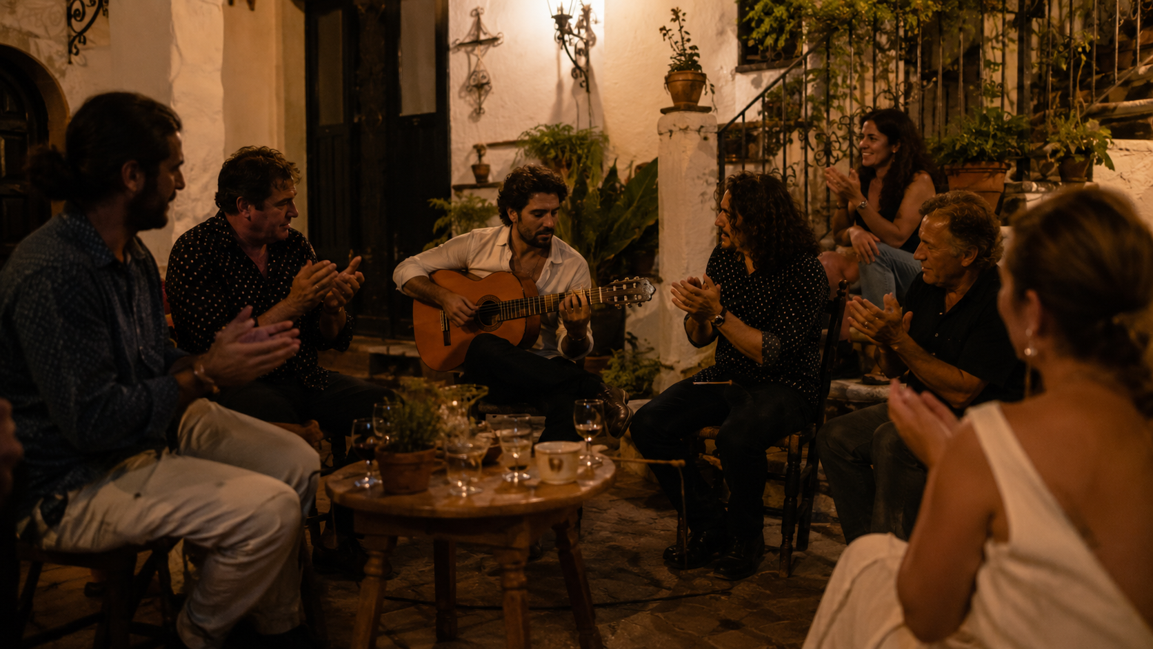 Local flamenco gathering in a courtyard in Jerez de la Frontera.