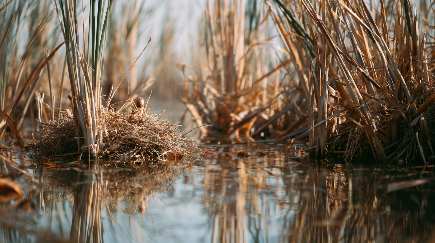 Reeds and aquatic plants in Kazakhstan wetlands creating habitat for birds.