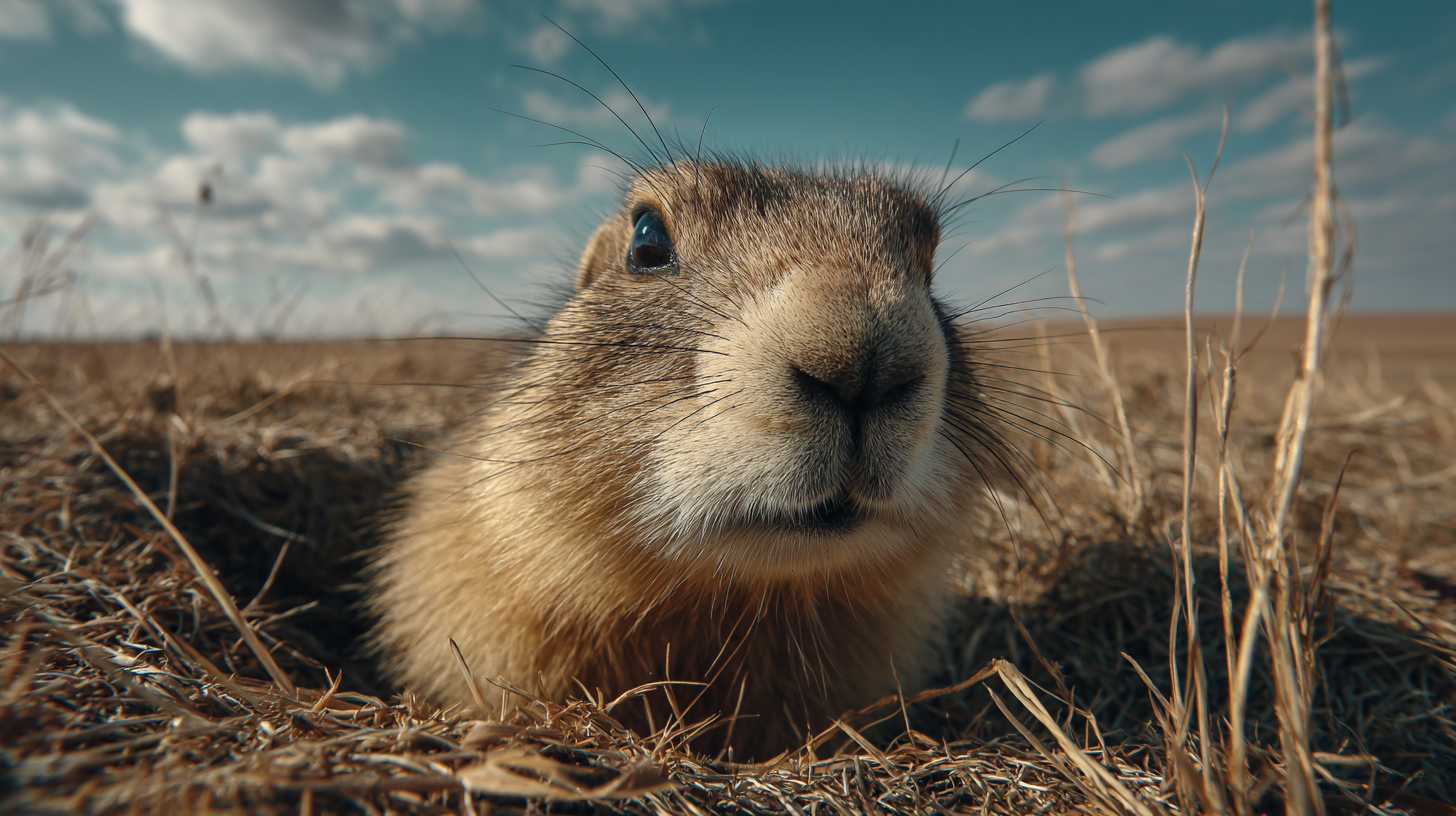 Kazakhstan wildlife: Marmot near a burrow in Kazakhstan’s open grassland.