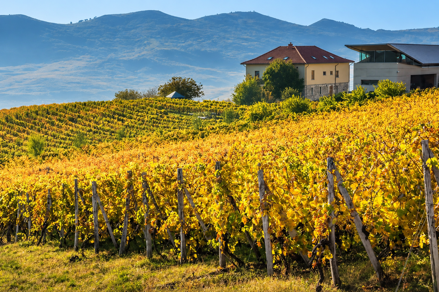 LacertA Winery and surrounding vineyards in Dealu Mare, Romania