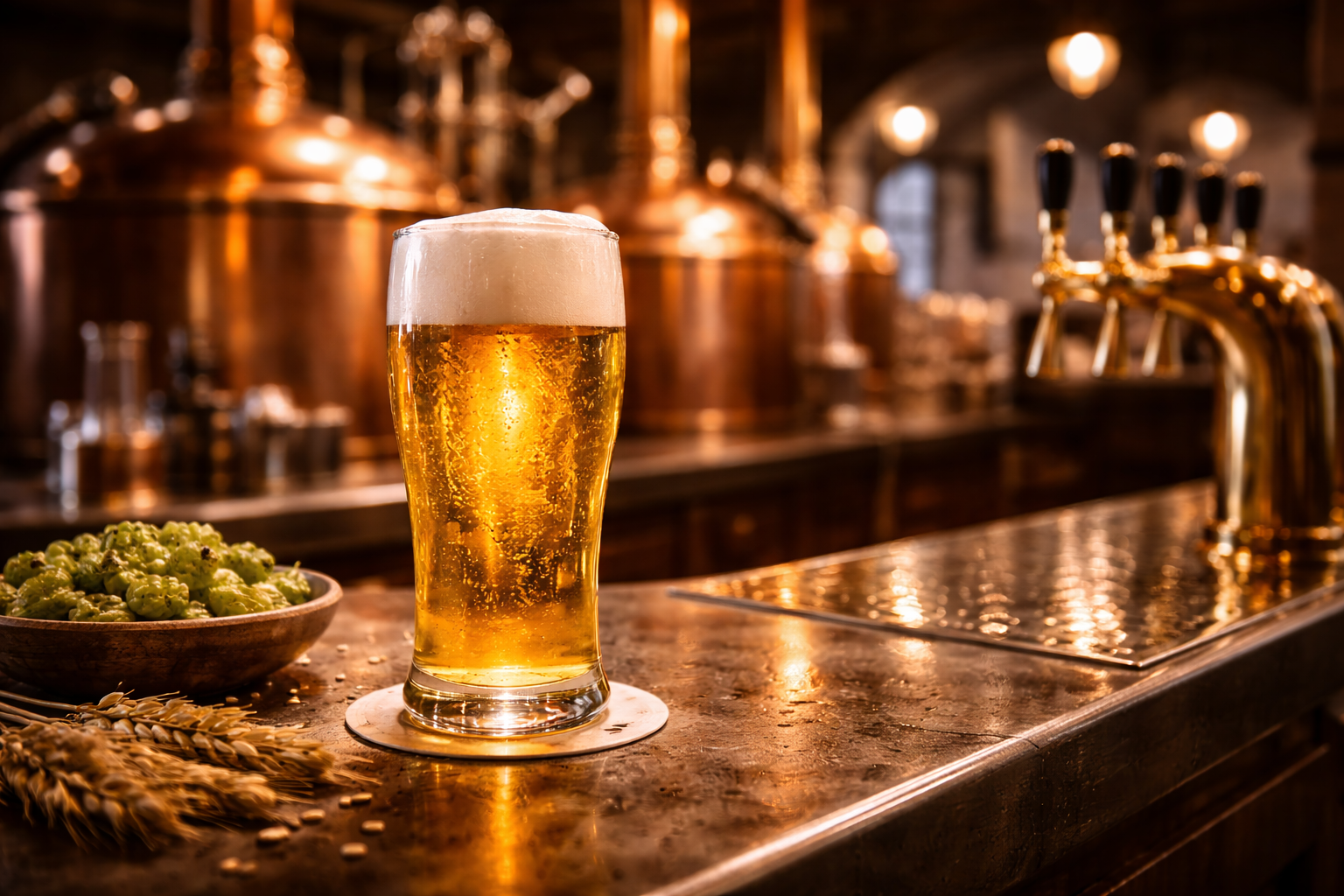 Fresh Bavarian lager poured on-site during a Munich brewery visit.