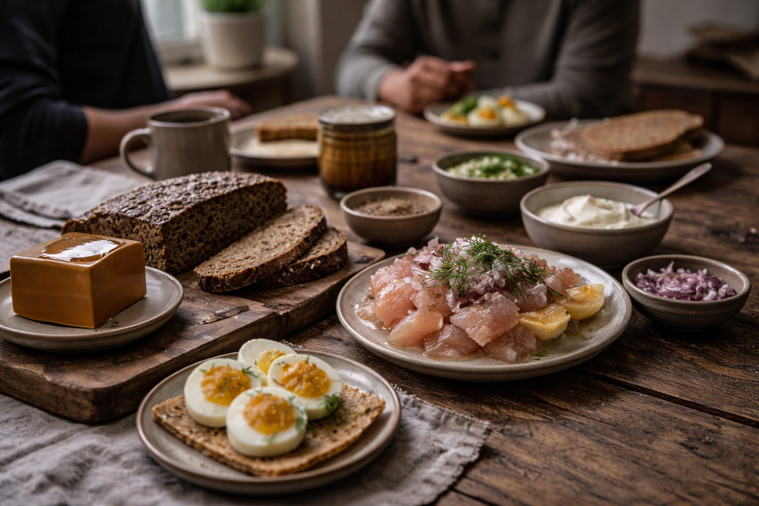Shared Norwegian table showing food as part of everyday culture and habit.