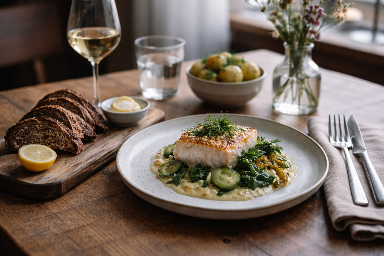 Oslo dining scene with understated Scandinavian presentation and Norwegian ingredients.