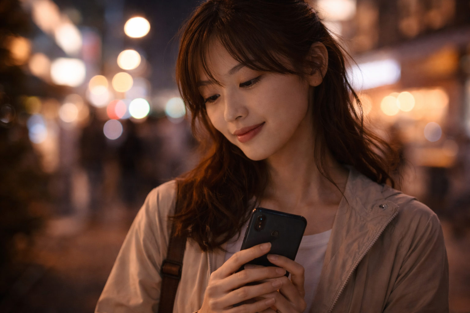 Thoughtful close-up of a traveler choosing to put the phone down.