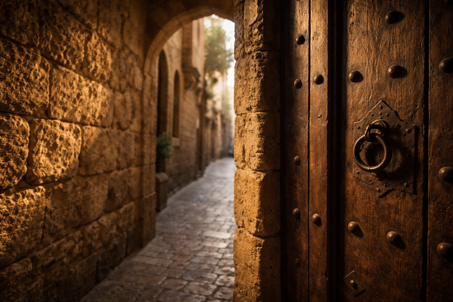 Medieval stone and old door textures in Rhodes Old Town.