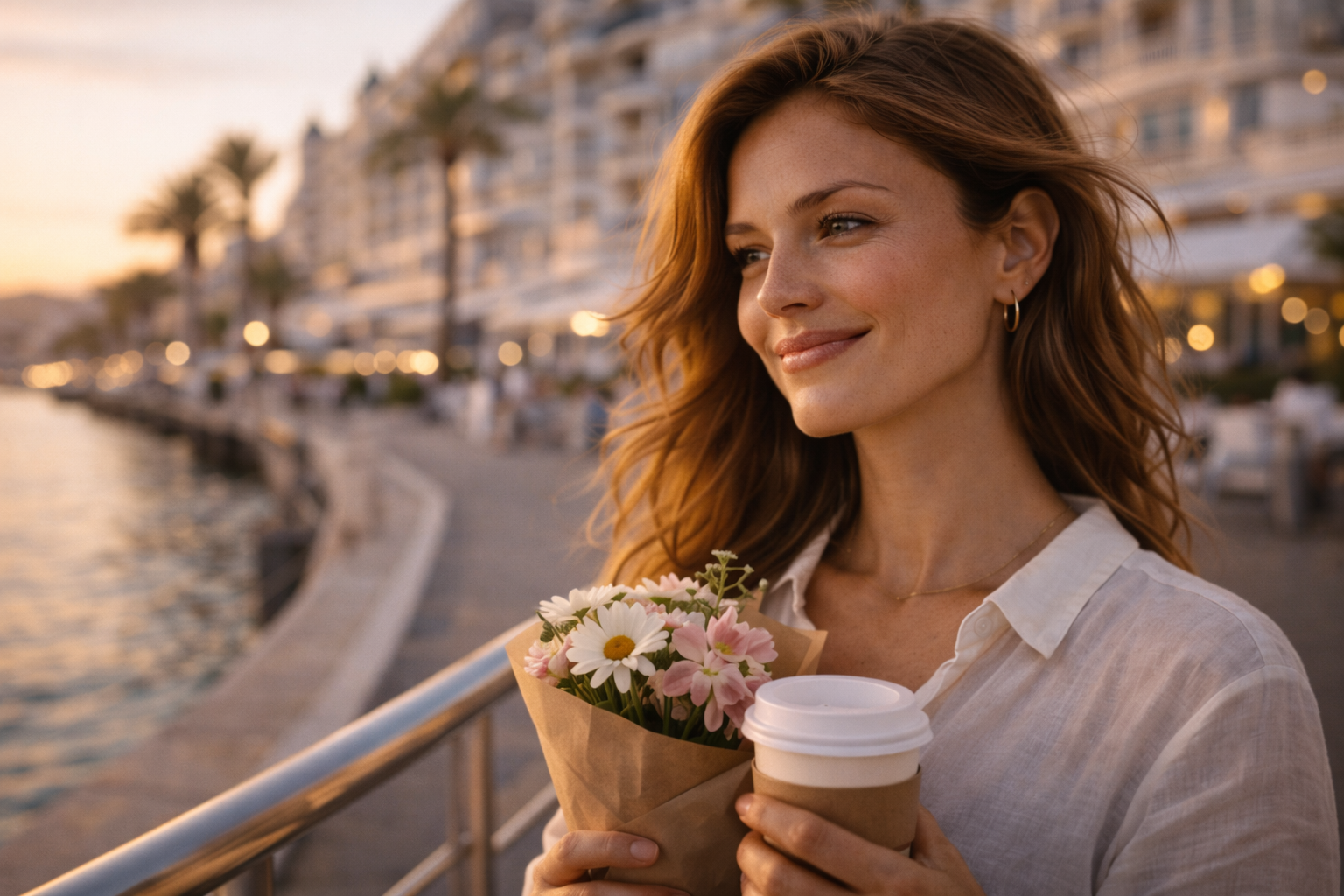Happy close-up on a glamorous seafront with simple affordable pleasures.