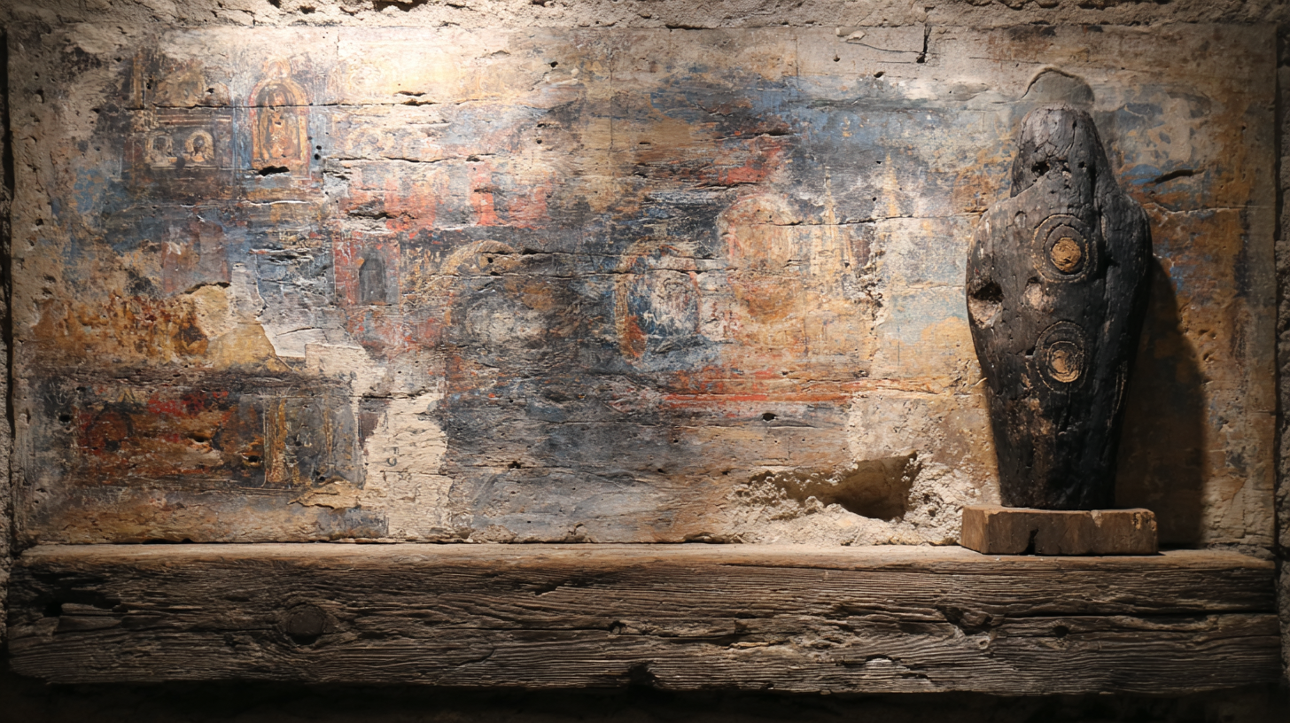 Romanian art and culture: Layered Romanian cultural journey shown through monastery painting, craft, sculpture, and gallery atmosphere.