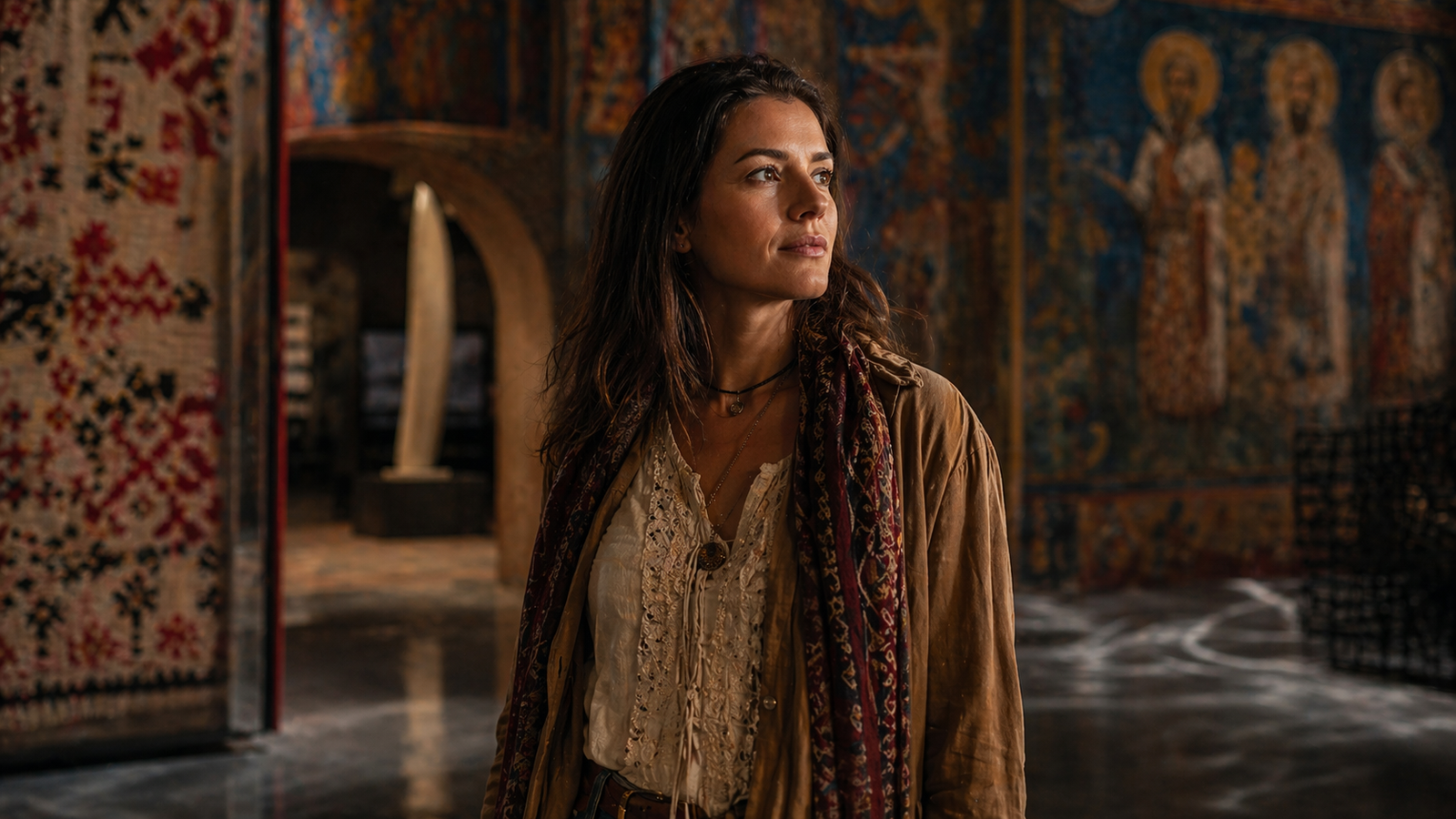 Romanian art and culture: Reflective traveler at the end of a Romanian cultural journey.