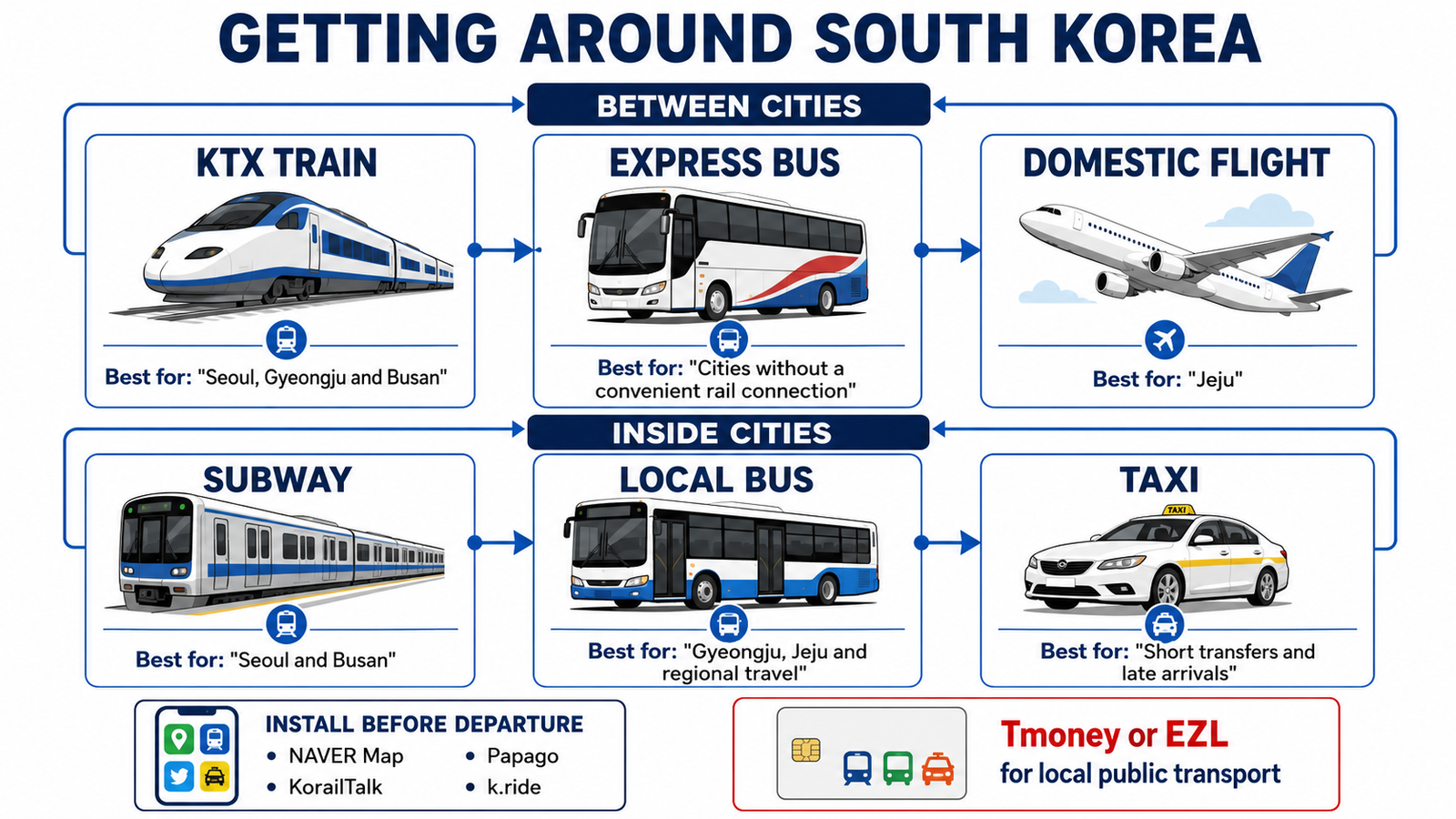 How to travel between Seoul, Gyeongju, Busan and Jeju