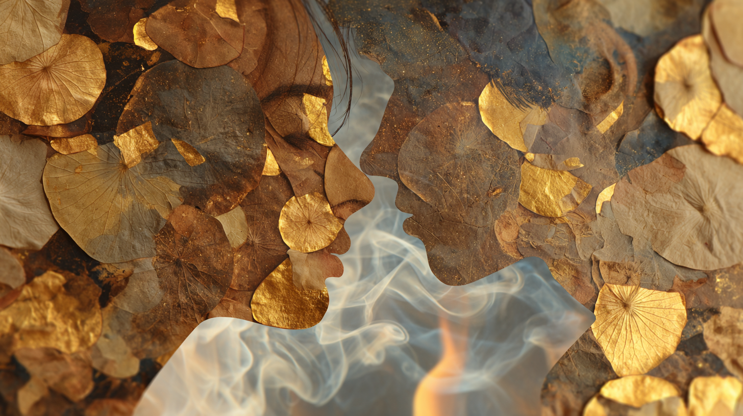 Poetic close-up collage of Thai cultural textures and light.