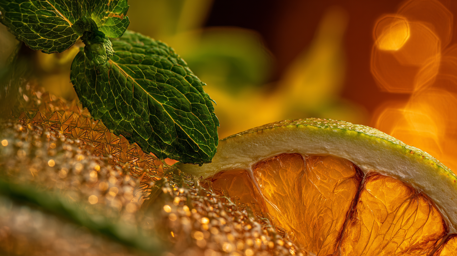 Close-up collage of citrus, seafood, and native herbs symbolizing Australian cuisine.