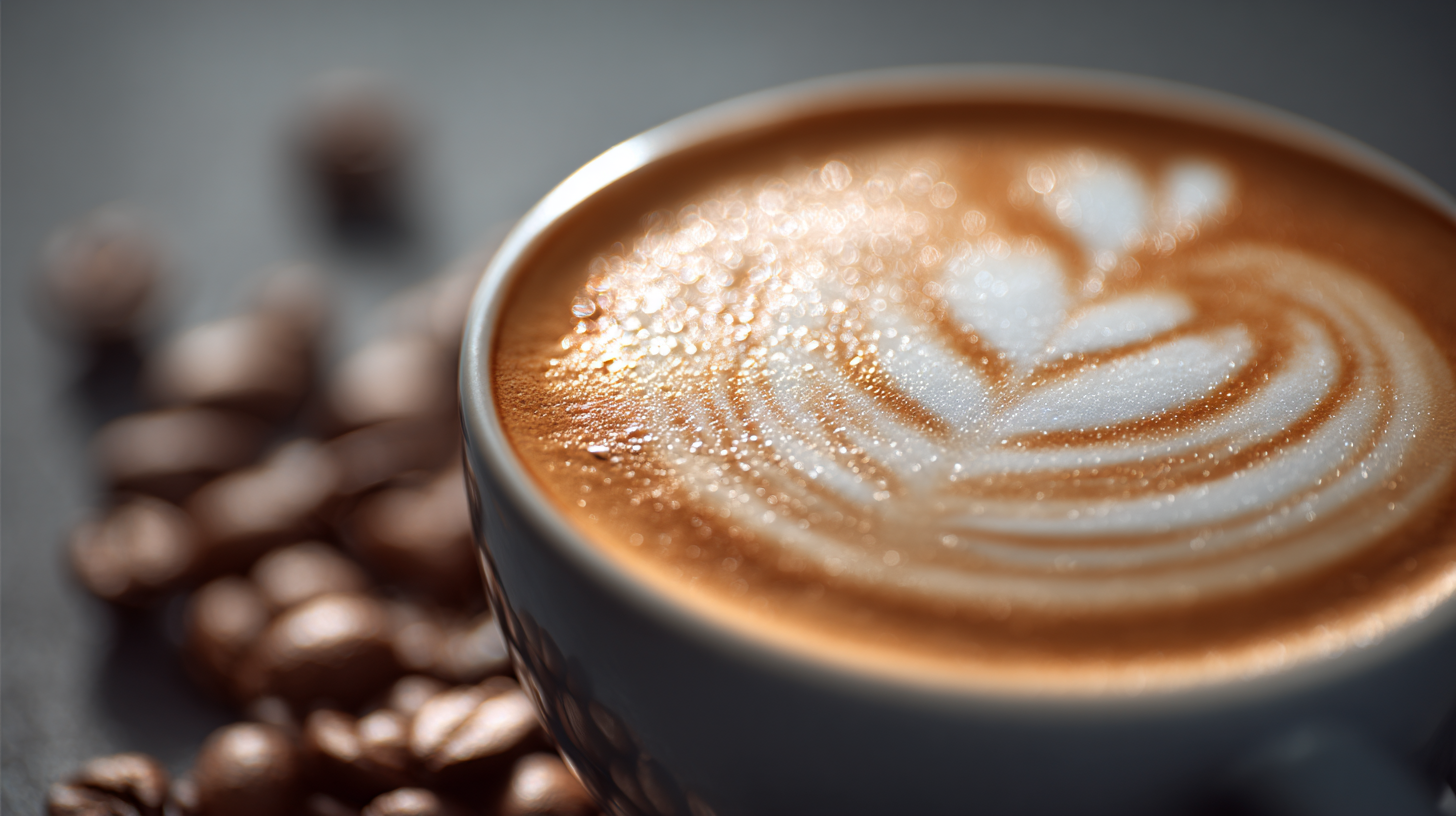 Close-up of a flat white with creamy microfoam.