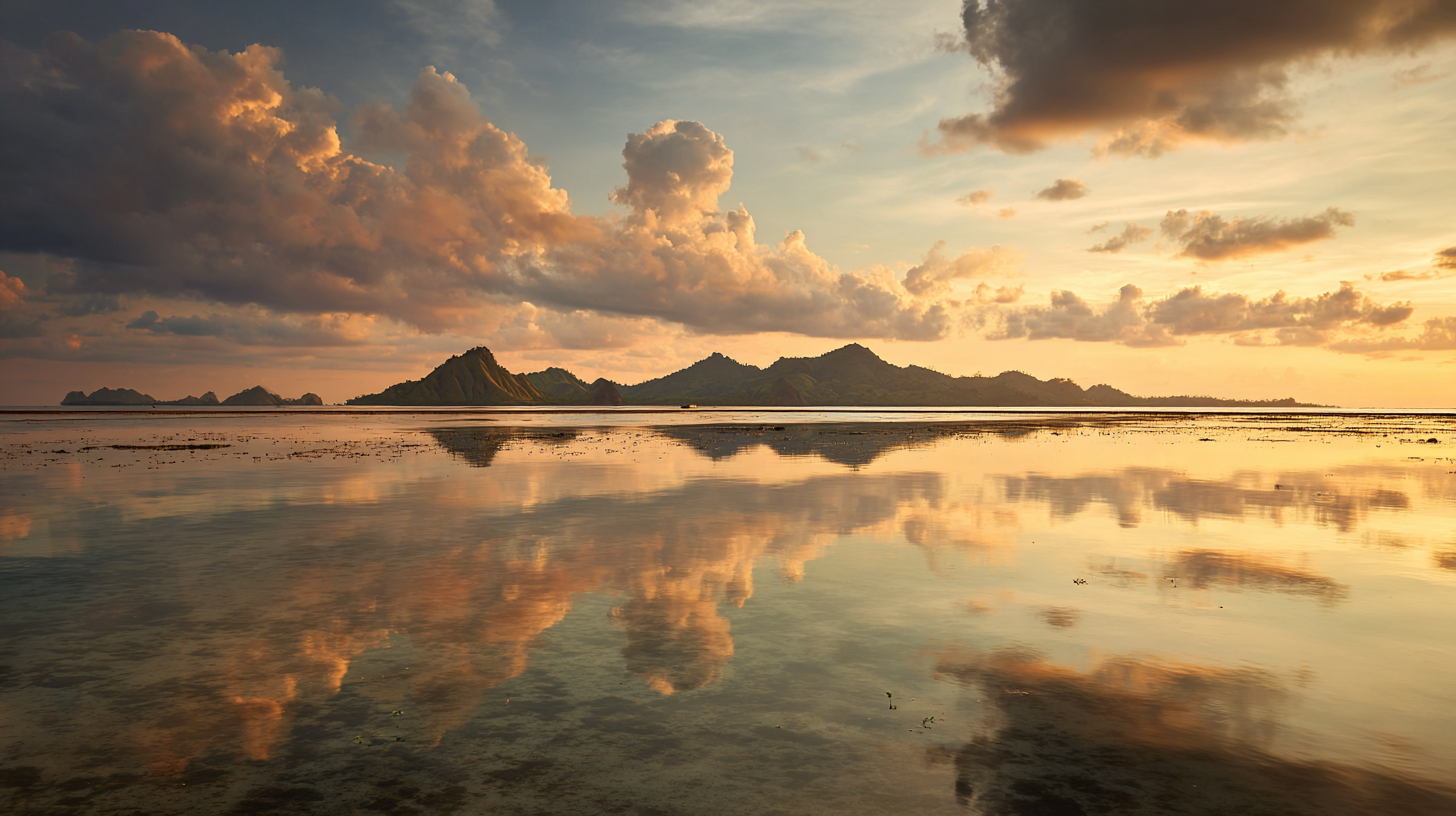 A calm sunset over Indonesia’s islands, symbolizing unity and the nation’s enduring spirit.