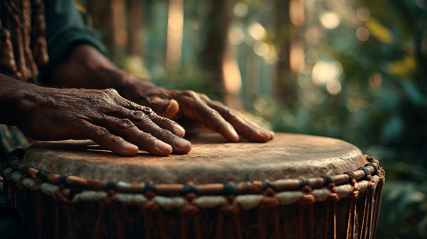 Indonesian music performance with traditional kendang drum