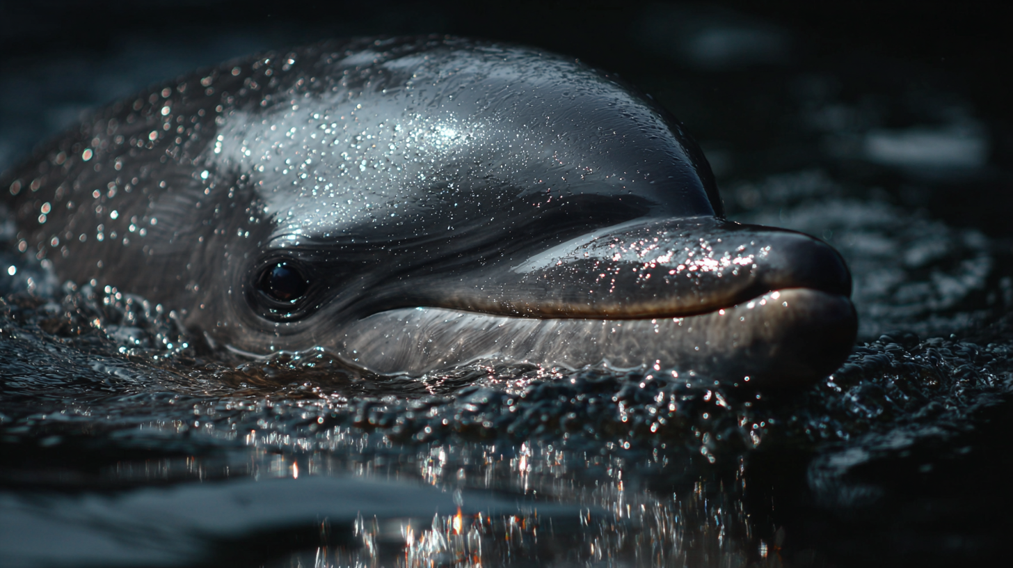 Indus River Dolphin surfacing in the river.