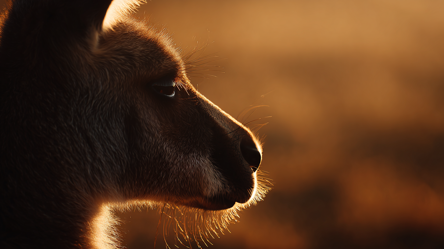 Australia wildlife at sunset with kangaroos in glowing outback light