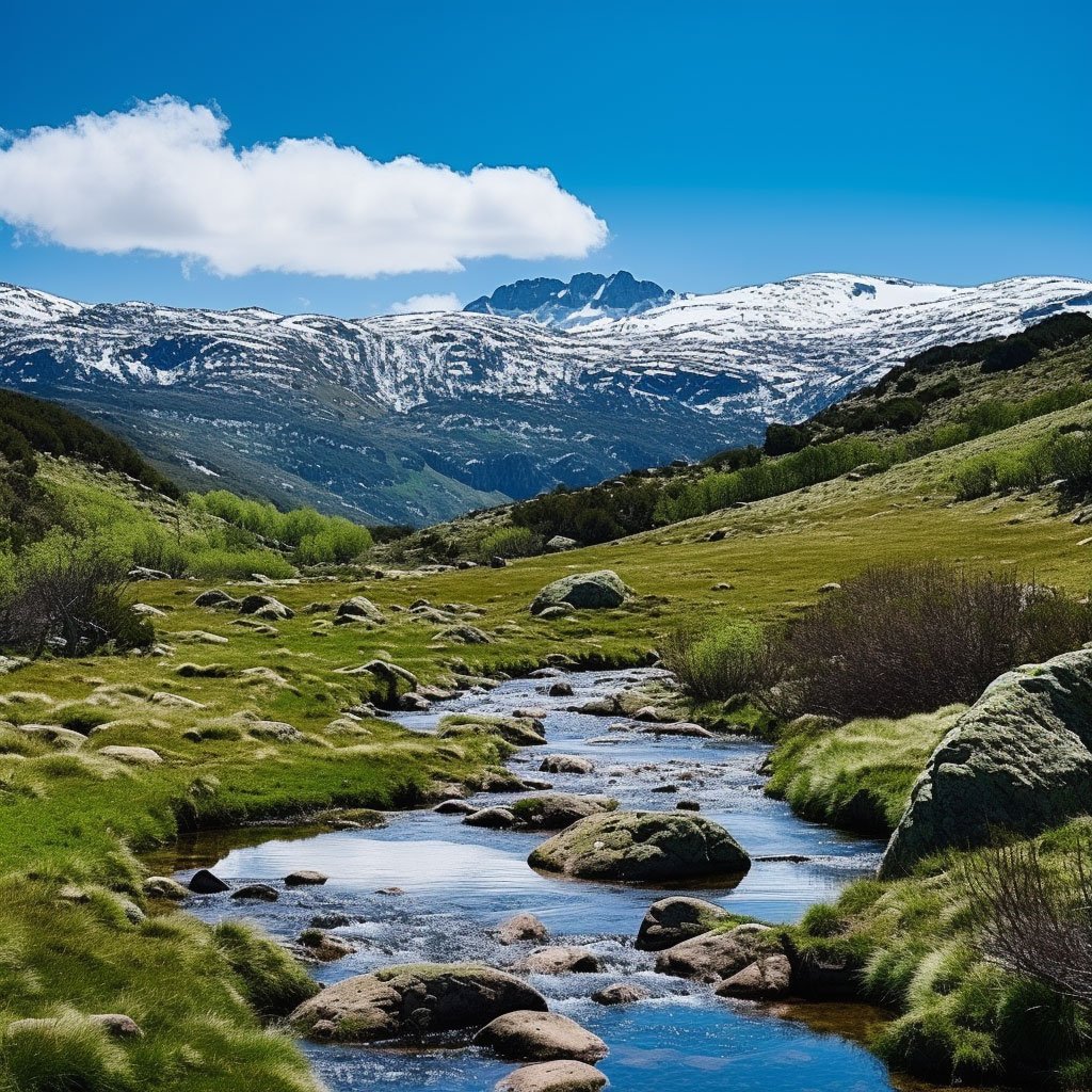 A landscape shot of the Serra da Estrela mountain range, showing its verdant valleys in summer.