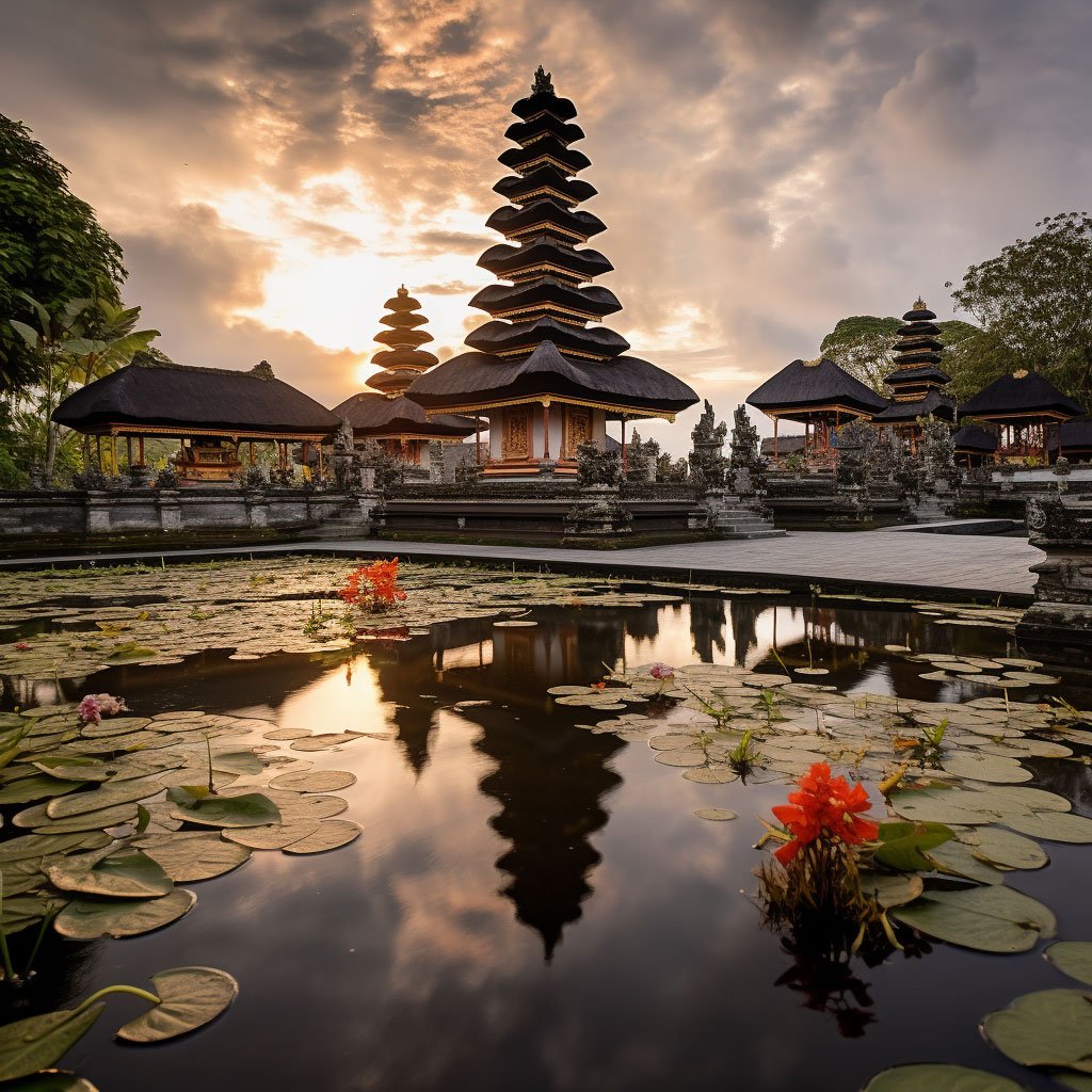 A picture of the Pura Besakih temple, ideally during the Nyepi Day when the island is in a state of serene silence.