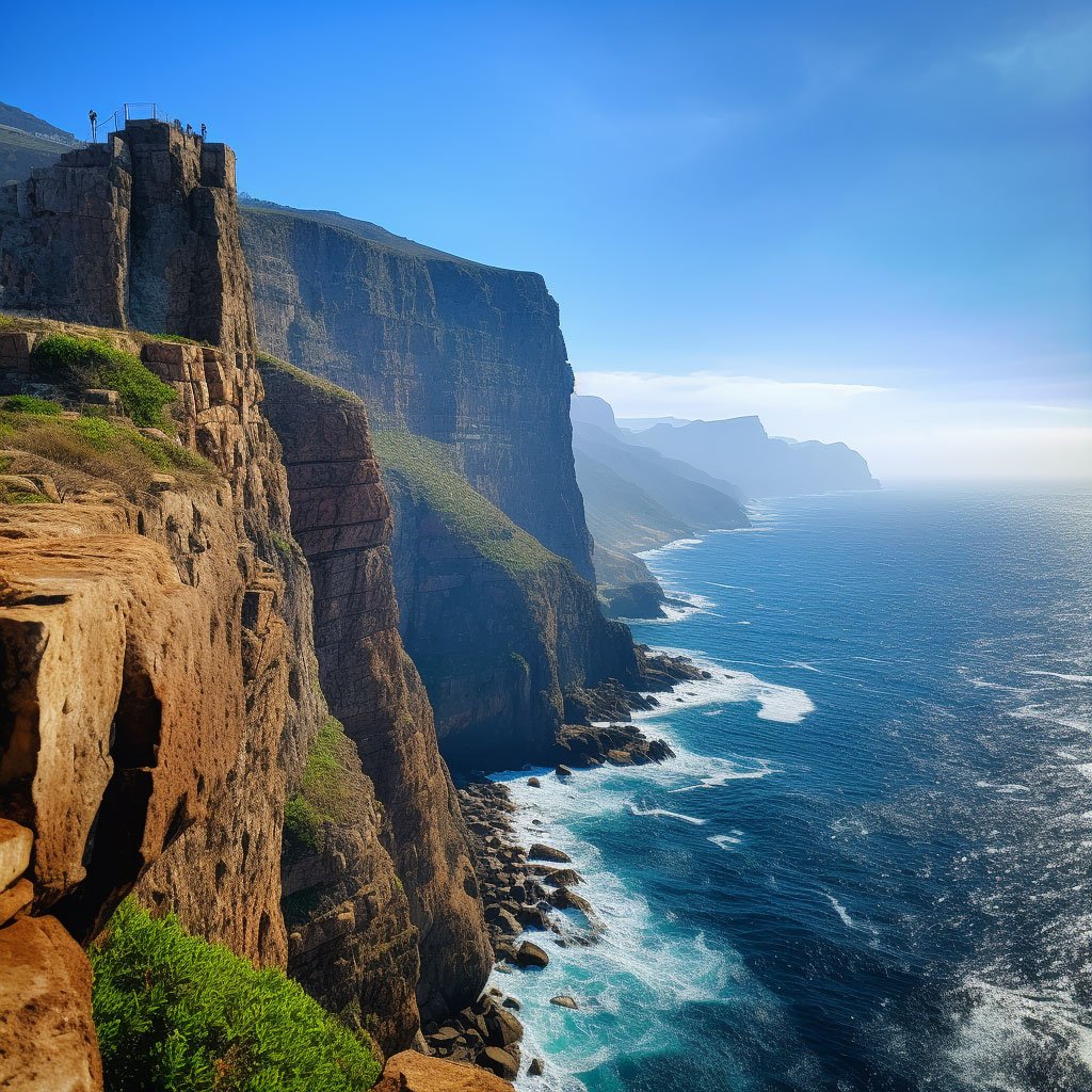 A shot of Cabo Girão, one of the highest sea cliffs in Europe, with the Atlantic Ocean in the background.