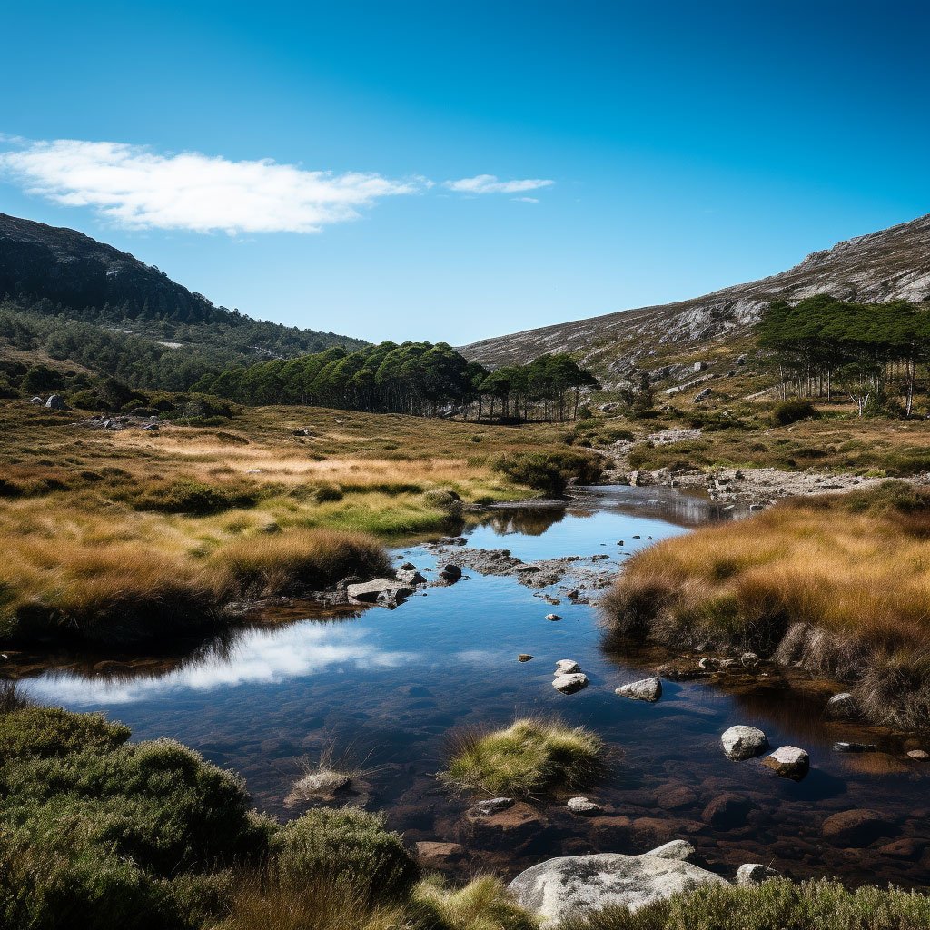A shot of the pristine wilderness of Serra da Estrela, capturing its tranquility and solitude.