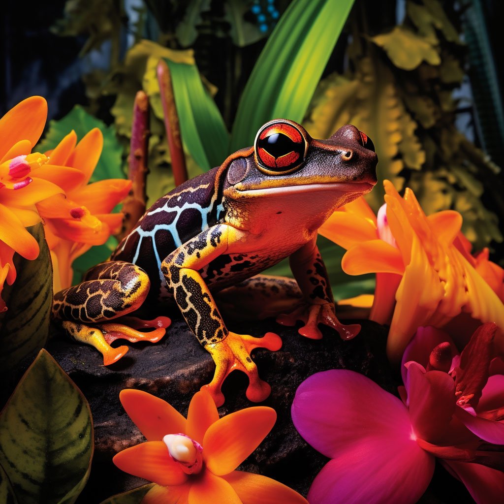 A snapshot of the diverse wildlife found in Daintree, such as frogs, marsupials, or butterflies.