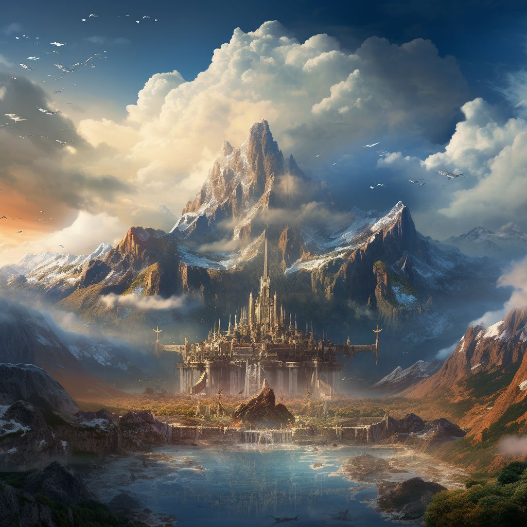 A view of Mount Olympus, representing the realm of the gods.